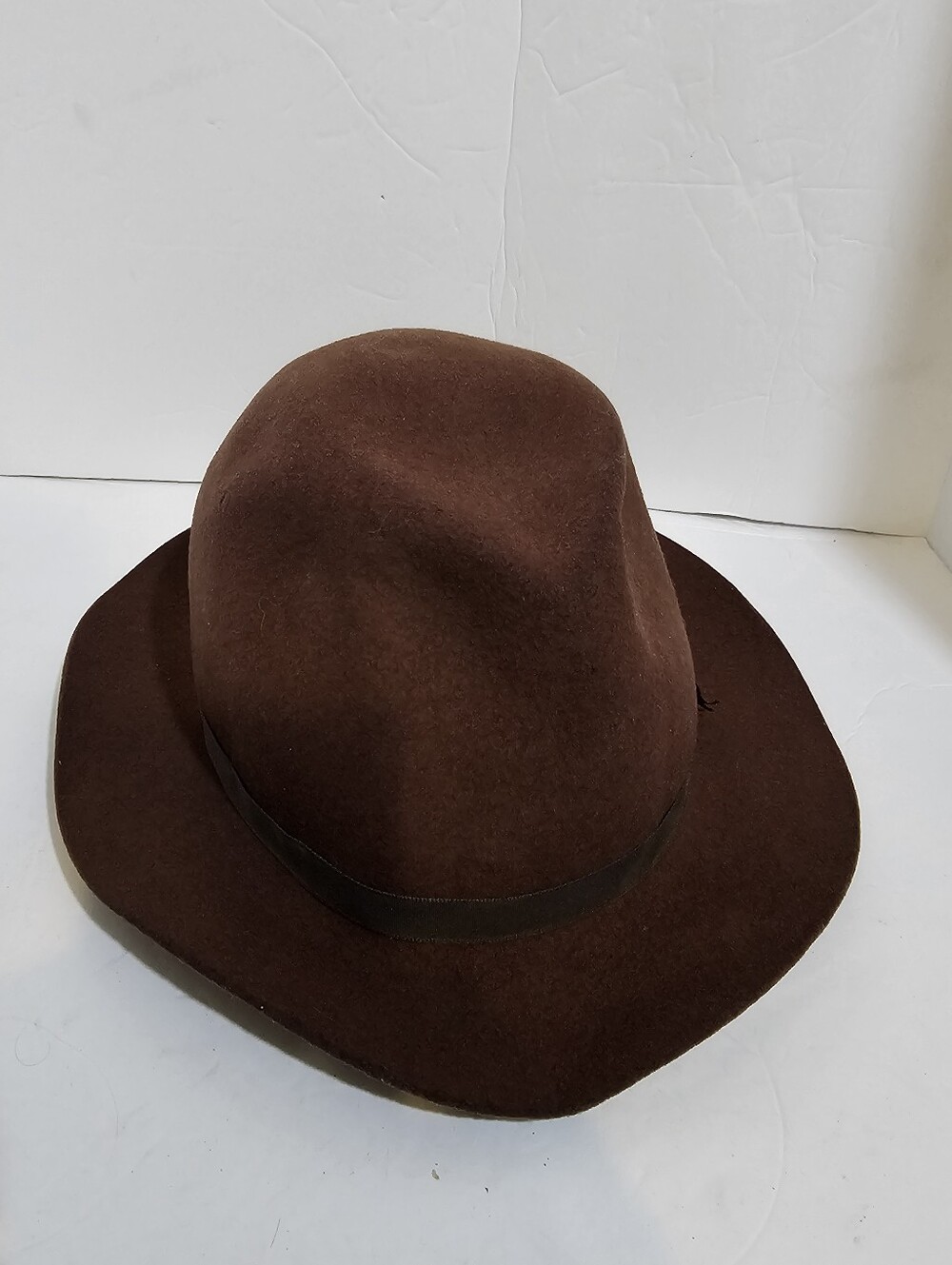 Vintage L.L. Bean Wool Felt Fedora Hat Brown Made in England Men's Wide Brim